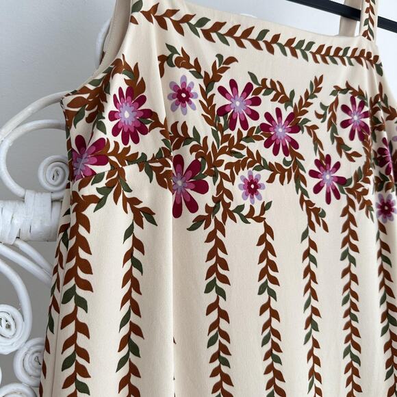 Vintage Alfred Shaheen Dress Womens small Cream Floral Maxi Hawaiian Boho 70s - Picture 3 of 11